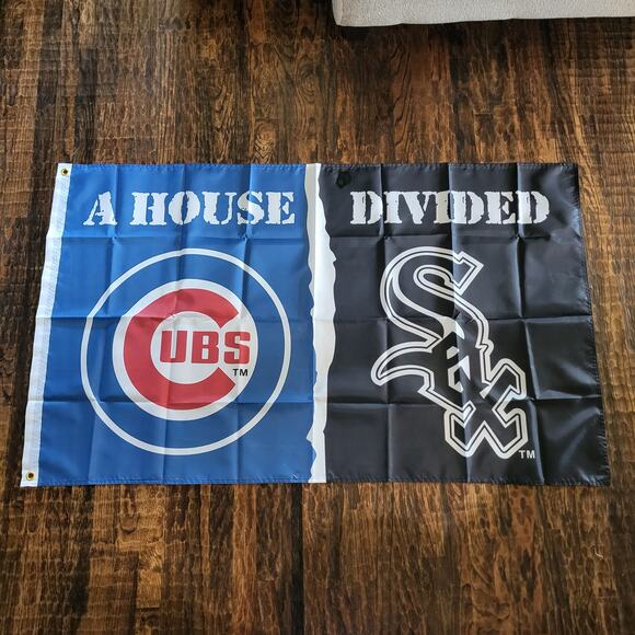 A House Divided Chicago Cubs White Sox Flag Banner New 3x5 Ft Mancave Garage - Picture 6 of 6